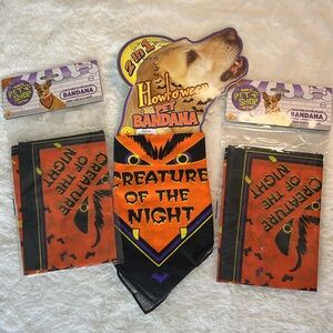 DOG Bandanas Halloween NeckTies NEW LOT‎ of 3 Black Orange 2 size SM 1 size M/L
